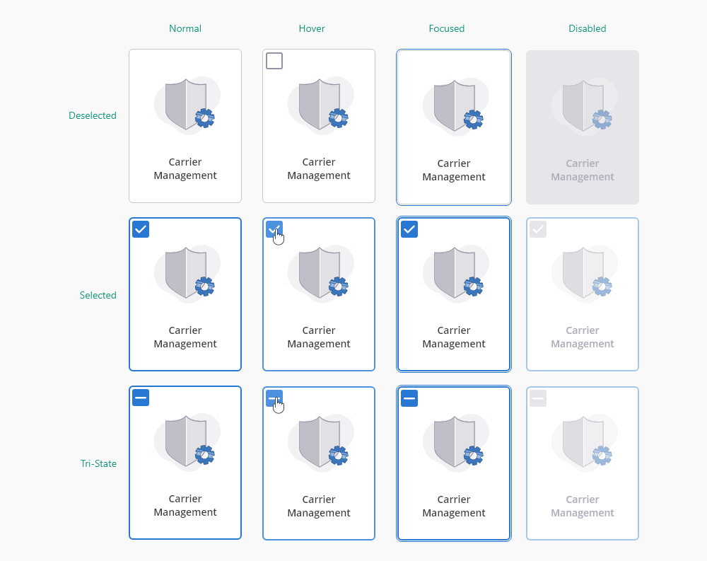 Gallery Checkbox states - with illustrations